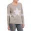Hot selling star design knitted cashmere sweater for women crewneck sweater