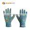 Sunnyhope  cheap gloves PU coated  finished  safety work gloves 13 gauge knitted liner floral