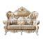 Antique Sofa European Genuine Leather solid wood furniture 1+2+3 living room Sofa Set