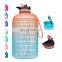 Leakproof BPA Free Tritan PETG pink Large1 gallon Motivational  fitness bottle with 2 Lids