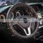 Autoaby Universal 38cm Steering Wheel Cover Bling Rhinestones Crystal Car Handcraft Steering Wheel Covers Soft Leather