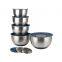 Hot selling Stainless steel salad bowl beat eggs basin with silicone lid grater mixing bowl set with handle