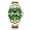 Green men stainless steel watch gold fashion quartz rotation waterproof dive watches top brand luxury men watch