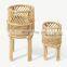 New Design Set of 2 Planter Stands, Natural Rattan Unique Wicker Flower Pot Holder Basket Wholesale