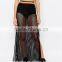high quality clothing brands women Mesh Maxi Skirt With Rainbow Waist