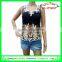 Latest design fashion sleeveless mesh neck lace elegant white embroidery blouse