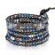 Fashionable boho accessories Leather&Crystal wrap bracelet