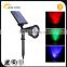 new version outdoor lighting 18650 lithium battery 5v 2w rgb led solar spotlight