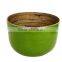 High quality Vietnam coiled bamboo bowl green lacquered outside serving bowl
