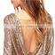 2016 New Fashion Evening Dresses Wholesale, new deep V neck sequin evening dresses with self-cultivation exposed backpack hip