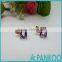 wholesale 925 sterling silver Gold-plated with inlaid amethyst jewelry fresh and simple Europe square earrings