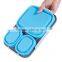 Food grade silicone fold design with spoon portable microwave lunch food box
