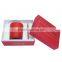 Red cardboard paper candle box with lid and paper holder