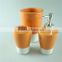 Orange Ceramic bathroom 3 set with lotion dispenser, toilet brush holder, tumbler accessory