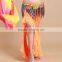 High quality elegant orange side slits long style performing belly dance skirt for ladies