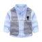 S33454W Children Long-sleeve Shirts Boys Autumn Color Joining Casual Shirt