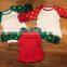Christmas Red Green Gold Dot Ruffled Sleeved Raglan Icing monogram design shirt