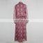 2015 new fashion style ladies print chiffon dress with button plachet