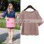 2017 summer sweet chiffon t shirt pink and blue short slevee cute t shirt
