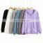 2020 Custom logo long sleeve drop shoulder with zip up high quality cotton women hoodies sweatshirts