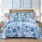 Chinese Style Ink Blue Flower Ultrasonic Quilt Sets Lightweight Summer Quilt Wholesale Cheap Bedspreads