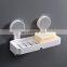 household bathroom double soap dish box adhesive wall mount ABS plastic soap dish holder