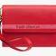 Genuine Saffiano Leather red Branded Business Name CardHolder Credit Card Bag Coin Purse with removable wristbands for ladies