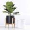 Nordic Garden Indoor Flowerpot Flower Plant Ceramic Macetas Planters Pots With Wood Stand Holder