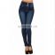 New design custom style women skin fit stretchy jeans &  high waist pants trouser