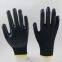 black polyester knitted black nitrile palm coated safety work gloves for construction workplace workshop plant workers wearing