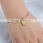 Vintage design aqua chalcedony cuff brass adjustable fashion gold bracelet