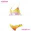 Yellow print heart bikinis woman swimwear