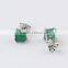 wholesale semi joias brincos rhodium plated square zirconia emerald stud earrings                        
                                                                                Supplier's Choice