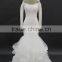 2016 new ruffle layers skirt with off-shoulder beauty mermaid lace wedding dress