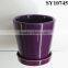 wholesale square black ceramic flower pot with saucer