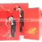 Red color wedding gift paper carrier bag with handles/ OEM Designed Gold Promotional Carrier Bags