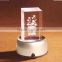 3D laser crystal block with rotating round LED light base for Christmas gift