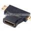 Micro Hd+Mini HD Male to HD Adapter Converter Male to Female With Built-in Chipset and UP to 1080p Supported