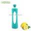 hot selling glass drink bottle/travel water bottle with silicone sleeve covered with customizable logo