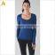 Blue slimming long sleeve o neck fitness shirts for compression athletic wear