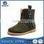 Wholesale warm dark green rubber durable sole girls suede leather boot