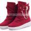Round head flat bow boots low price leather snow boot