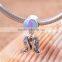 S393 Globalwin Dolphins Playing Ball Design Enamel And Crystal Charm 925 Silver Dolphin Animal Charm