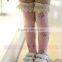 Korea girls 100% cotton jacquard lace top baby cheap over the knee high socks