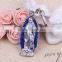 2016 new design key chain ring custom key holder Our Lady of Guadalupe metal cross key chain split key ring clip wholesale