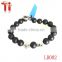 North skull black matte natural stone onyx bead bracelet for men's with toggle clasp