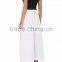 Customized Lady's Apparel White Set-on Waistband Smocked Cotton Wide-leg Pants(DQM023P)