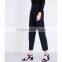 Customized Lady's Apparel Buckled Belted Waist Front-pleats Straight Cropped Woven Trousers(DQM002P)