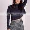 summer fashion grey double belted check cheap shorts OEM service