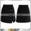 Stylish eyeley lace-up belted spilt hem layex mini skirts
